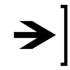 Graphic arrow symbol pointing right, abstract design, black and white