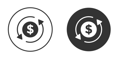 Cash flow icon in black solid flat silhouette designs