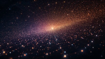 A stunning abstract depiction of a galaxy-like display of glowing particles.