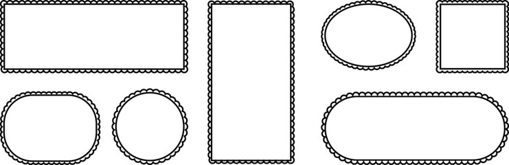 Blank Vintage Frame and Stamp Border Vector Set – Post Mail Design Elements, Retro Sticker Labels, Ornamental Paper Patterns, Square and Rectangle Illustration Pack 