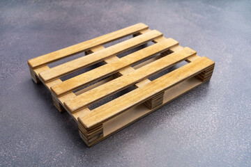 Wooden euro pallet for loading goods.Mini wooden pallet.