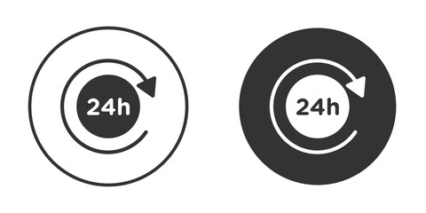 24 Hrs icon in black solid flat silhouette designs
