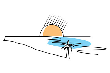 Sun rise continues one line art