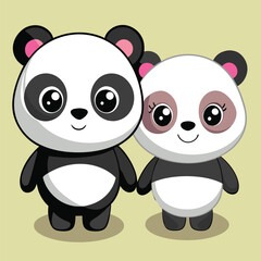 Naklejka premium Cute cartoon panda illustration and playful designs.