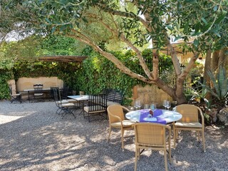 table and chairs in a garden