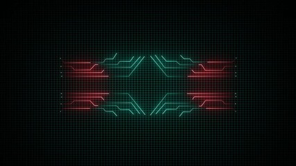 Animated neon  Glowing circuit animation on black background. 4k motion - Powered by Adobe