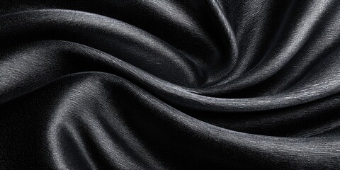 Fototapeta premium Dark grey silk or satin fabric draped in swirling folds