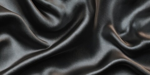 Close-up view of draped dark gray silk fabric.  Soft, smooth, and luxurious folds