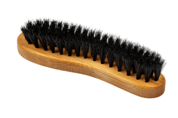 Wooden handled brush with black bristles.