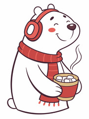 bear with a cup of hot chocolate