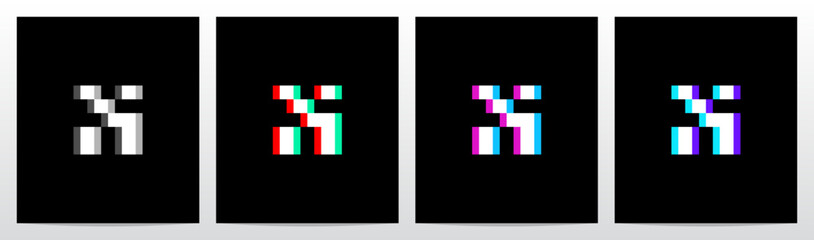 Fototapeta premium Glitch Modern Colorful Neon Letter Initial Logo Design N