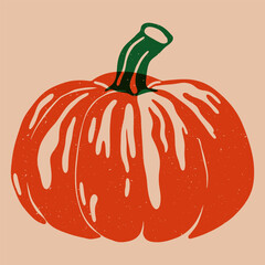 Abstract pumpkin. Traditional Halloween vegetable risograph effect, thanksgiving festival decoration, organic farm food and agriculture product flat style. Vector isolated illustration