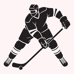 Fototapeta premium Silhouette Vector of Ice Hockey Player in Action with Stick