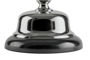 Shiny chrome service bell detail. Reception, hotel, restaurant.