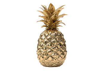 Luxury gold pineapple decorative object.  Isolated on black.