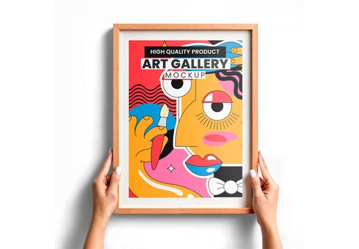 Woman Holding Picture Frame Mockup