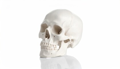 Human skull on white background