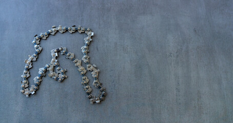 A sharp metal chain for the saw.Sharpening of saws.