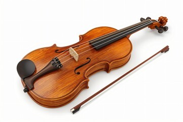 Fototapeta premium Studio-shot violin, bow, white background; music education