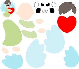 Angel, cute, simple, cut , laser, Cricut,paper, felt, fabric, decoration, school, party, kids , pattern, layers,