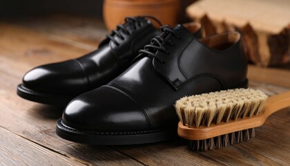 Black shoe and brush