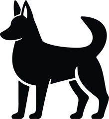 Belgian Shepherd Laekenois silhouette of coarse coated belgian dog breed in standing pose isolated on white background