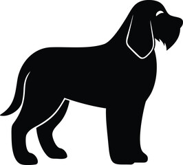 Otterhound silhouette of large rough coated british scent hound dog breed in side pose isolated on white background
