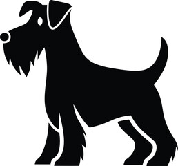 Cesky Terrier silhouette of short legged czech dog breed with beard in side pose isolated on white background