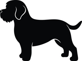 Dandie Dinmont Terrier silhouette of short legged scottish dog breed with beard in side pose on white background