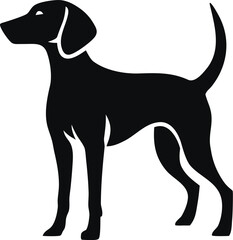 English Foxhound silhouette of tall athletic british hunting dog breed in side pose on white background