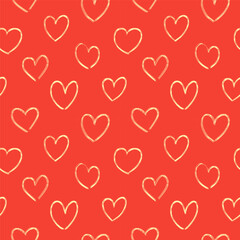Vector seamless pattern with hand drawn heart. Cover, textile print. Minimal style.