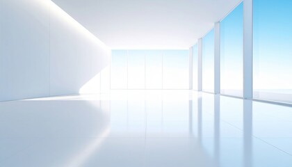 Fototapeta premium Modern minimalist interior design showcase bright open space architectural photography contemporary environment wide-angle view elegant aesthetics