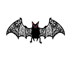 Lace Winged Bat Illustration, Halloween Bat PNG Clipart Design