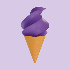 Açaí flavored ice cream cone