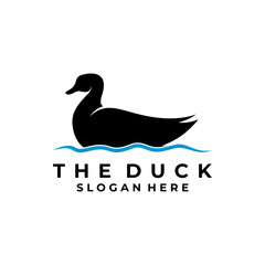 swim duck logo design vector. Duck and water river logo design icon template