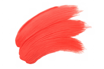Vibrant coral paint brushstroke offering colorful artistic accent, transparent backdrop creating versatile graphic design element
