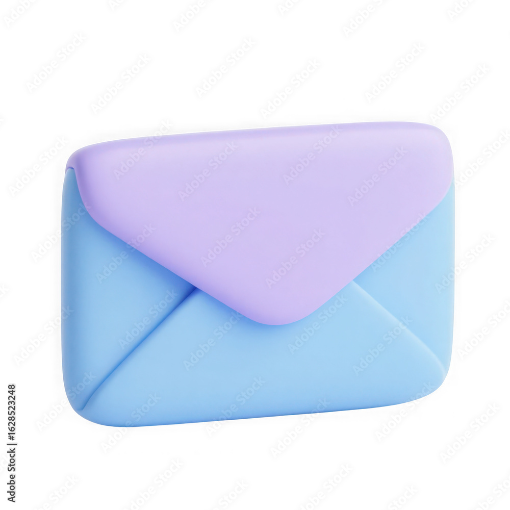 Poster 3d icon of 3d render of a blue and purple envelope, symbolizing email communication and message deli