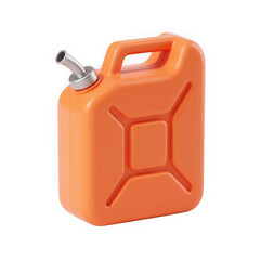 3d icon of orange plastic jerrycan for fuel storage and transport, isolated on transparent background