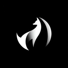 Abstract design of a fox silhouette in a circular shape.