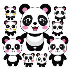 Cute cartoon panda illustration and playful designs.
