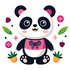 Fototapeta premium Cute cartoon panda illustration and playful designs.
