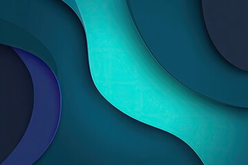 Abstract layered design featuring teal and dark blue curves