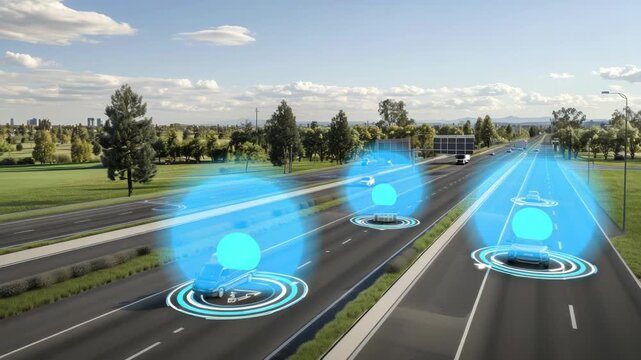 Showcasing the latest developments in self-driving cars and their integration into highway systems for improved safety and traffic flow