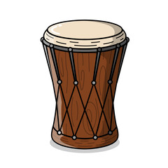 Cultural vector drum illustration on transparent background, traditional and entertainment object design