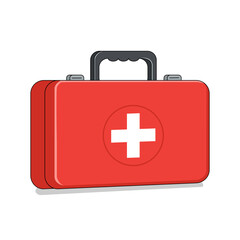 First aid kit vector design. Red health bag for medicines illustration on transparent background.