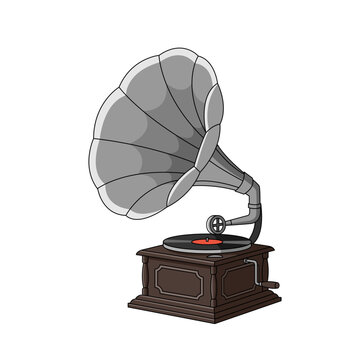 Gramophone vector illustration. Recreation, entertainment, hobby and fun object design on transparent background