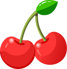 Cute cartoon cherry illustration on a clean white background