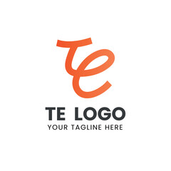 TE Logo Modern Orange Monogram for Branding and Business