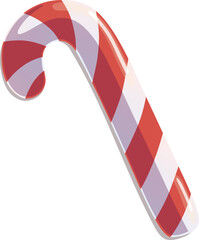Classic Red and White Christmas Candy Cane Isolated on White Background, vector illustration