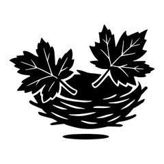 Thanksgiving vector art of nest with autumn leaves isolated on white background, a symbol of nature vector